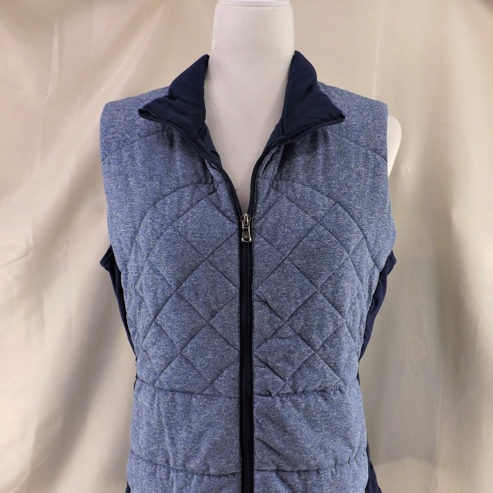 ZELOS NEW Blue Quilted Stretch Semi-Fitted w Pockets Zip Up Vest L - Picture 7 of 13